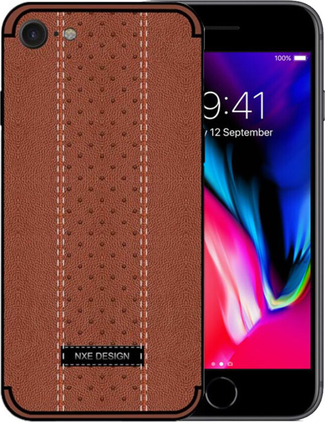 NXE iPhone 7 og 8 Deksel laget av kunstlær og silikon - Brun