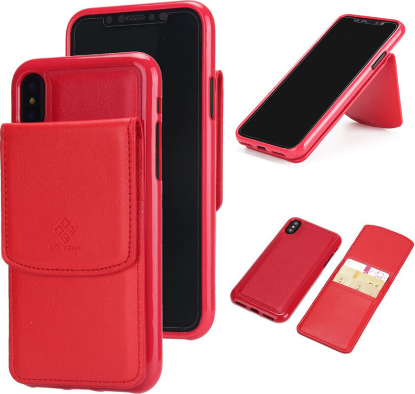 iPhone X Deksel laget av kunstlær og silikon - Rødt