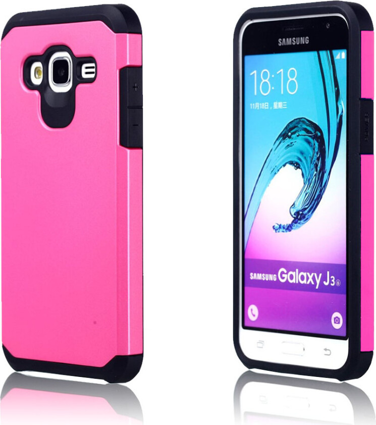 Galaxy J3 (2016) hybriddeksel m. farge - Varm rosa