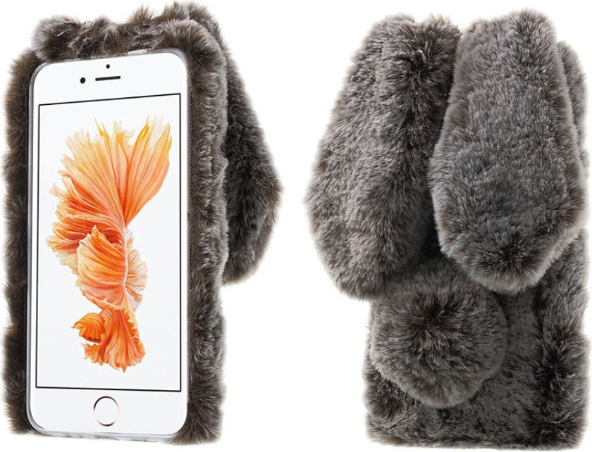 Fleksibelt deksel med kaninører og pels for iPhone 7 Plus / 8 Plus - Brun