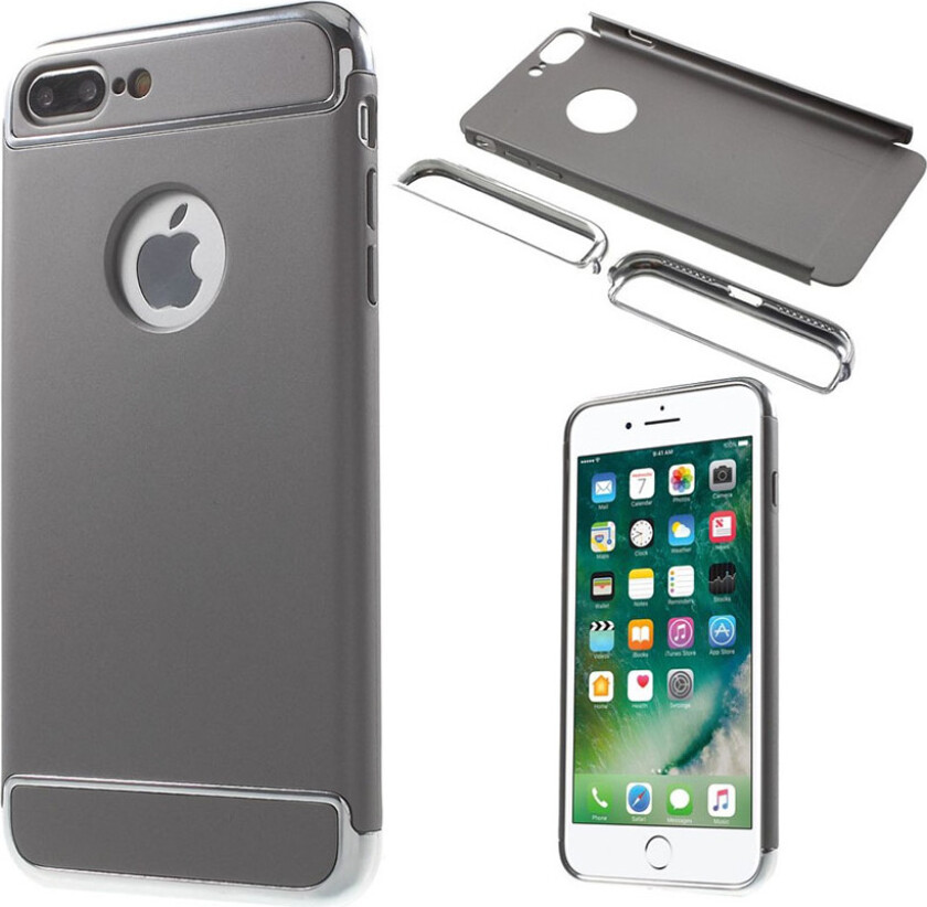 Sørensen deksel av hardplast med støtdempere for iPhone 7 Plus / 8 Plus - Sølv / Grå