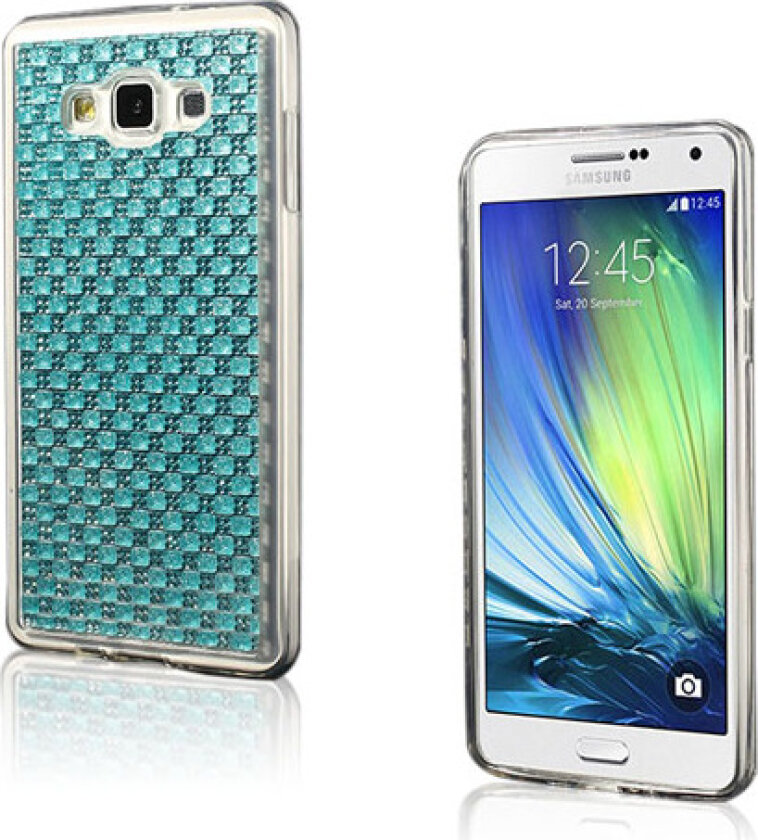 Plum Blossom - Mønstret gel deksel med krystaller - TPU deksel til Samsung Galaxy A7 SM-A700F - blå