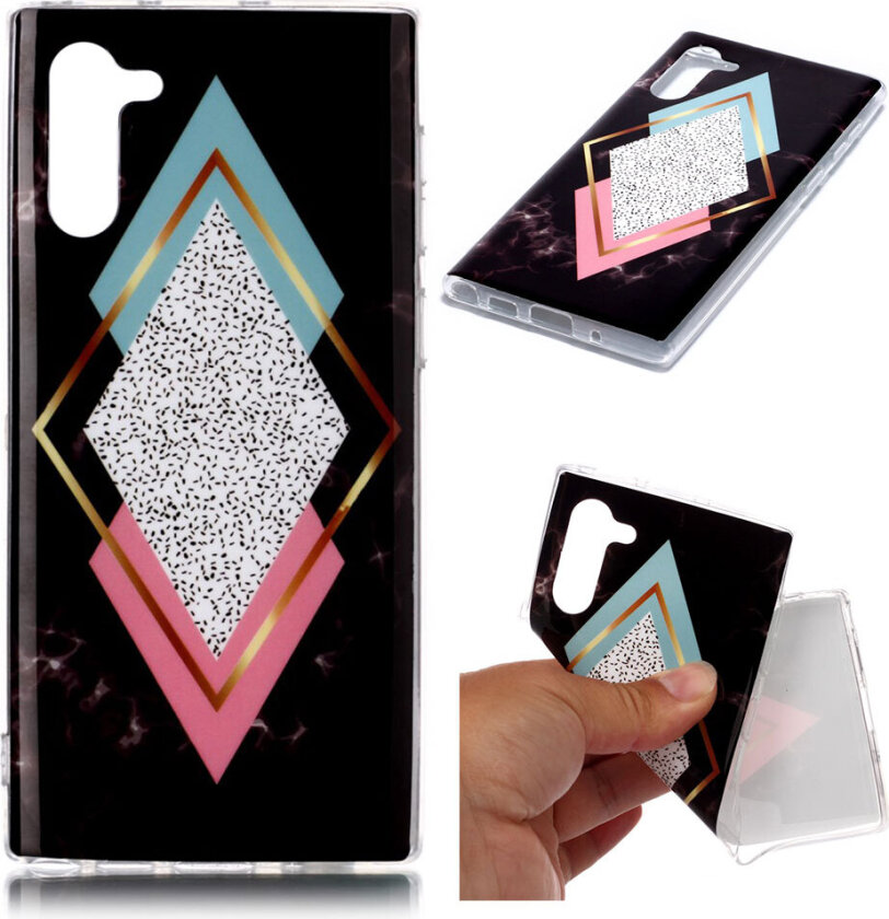Marble Samsung Galaxy Note 10 deksel - Diamant blå / rose marmor