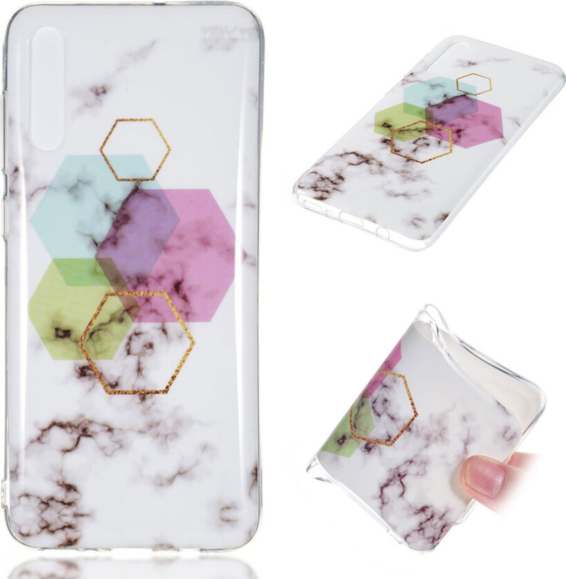 Galaxy A70 marmor mønster gel deksel - Style T