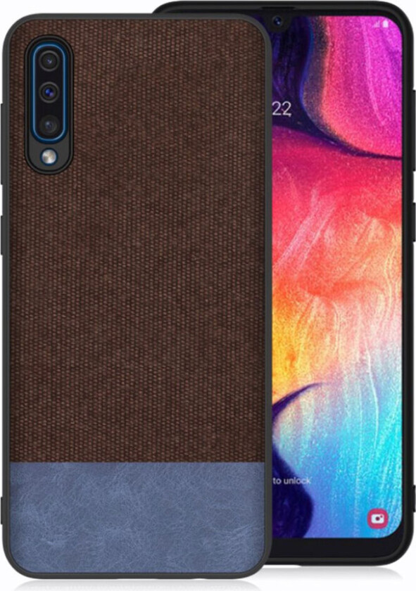 Galaxy A50 klut tekstur deksel - Kaffe / Blå