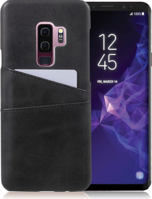 Galaxy S9 Plus Deksel laget av plastikk og kunstlær - Svart