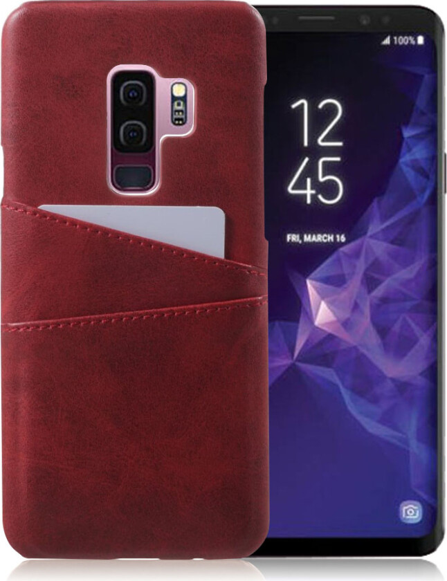 Galaxy S9 Plus Deksel laget av plastikk og kunstlær - Rød