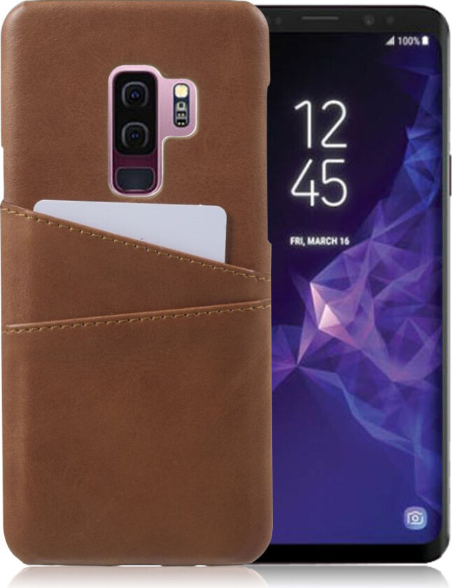 Galaxy S9 Plus Deksel laget av plastikk og kunstlær - Brun