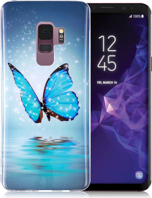Galaxy S9 Deksel laget av silikon - Blå sommerfugl