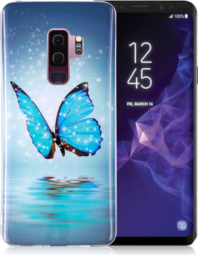 Galaxy S9 Plus Deksel laget av silikon - Blå sommerfugl