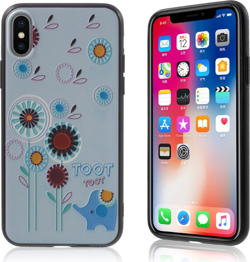 iPhone X plastikk/silikon cover - Blomster mønster