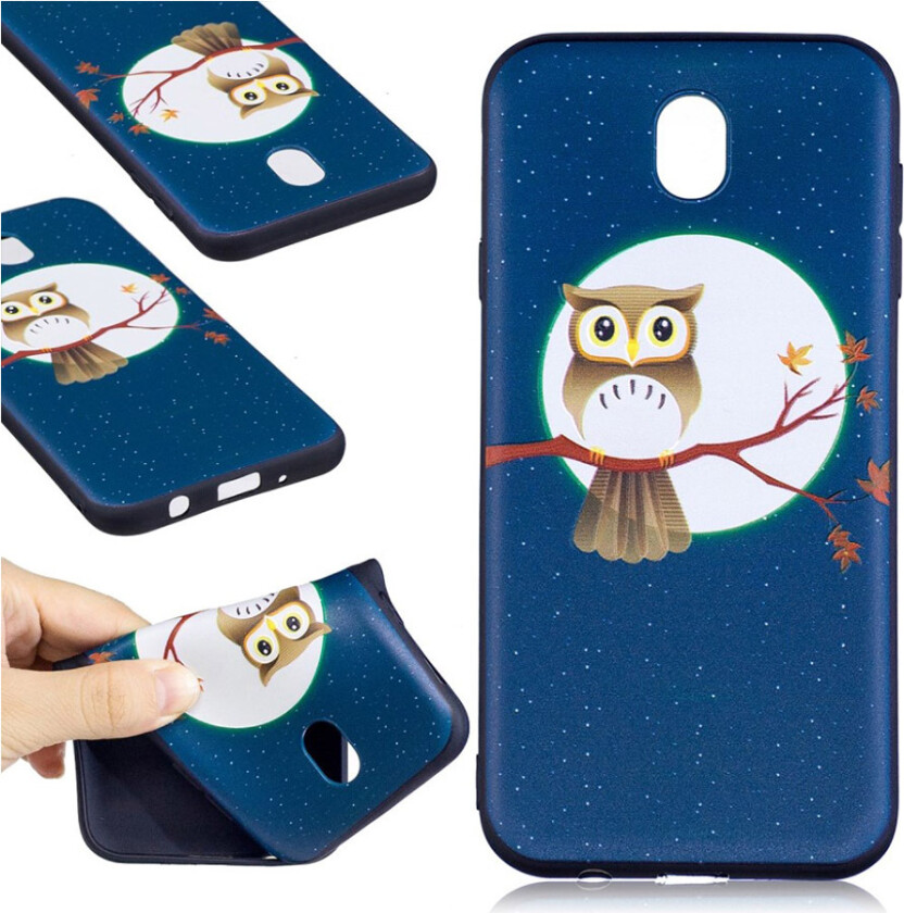 Galaxy J7 (2017) Deksel laget av silikon - Ugle og måne