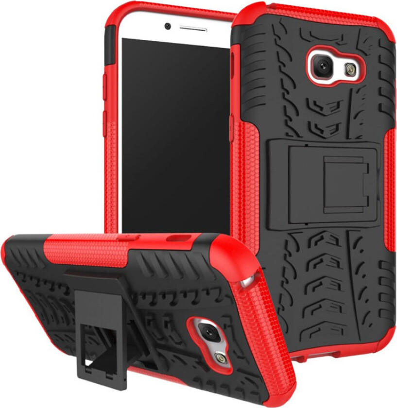 Galaxy A5 (2017) hybriddeksel m. anti-skli tekstur - Rød