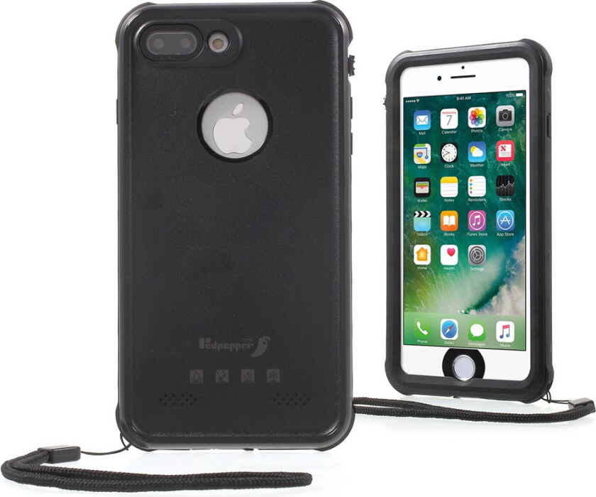 Redpepper vanntett deksel med stropp for iPhone 7 Plus / 8 Plus - Svart