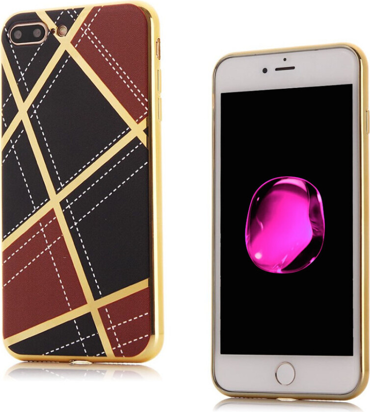 Lindberg deksel for iPhone 7 Plus / 8 Plus med geometrisk mønster - Svart / Kaffe