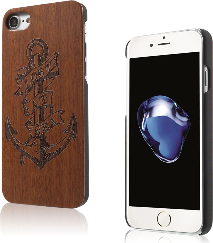Wikland iPhone 7 / 8 deksel av naturlig tre med mønster - Tapt på havet anker