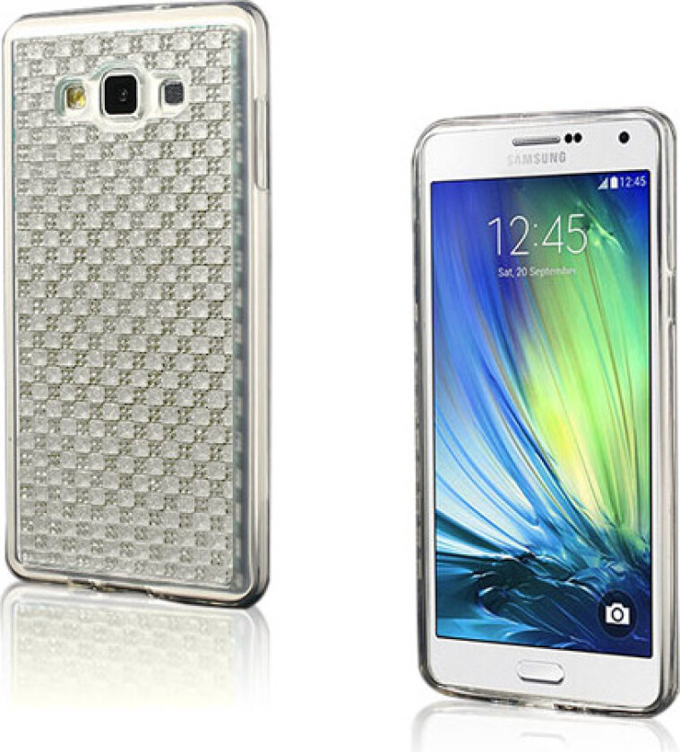 Plum Blossom - Mønstret gel deksel med krystaller - TPU deksel til Samsung Galaxy A7 SM-A700F - hvit