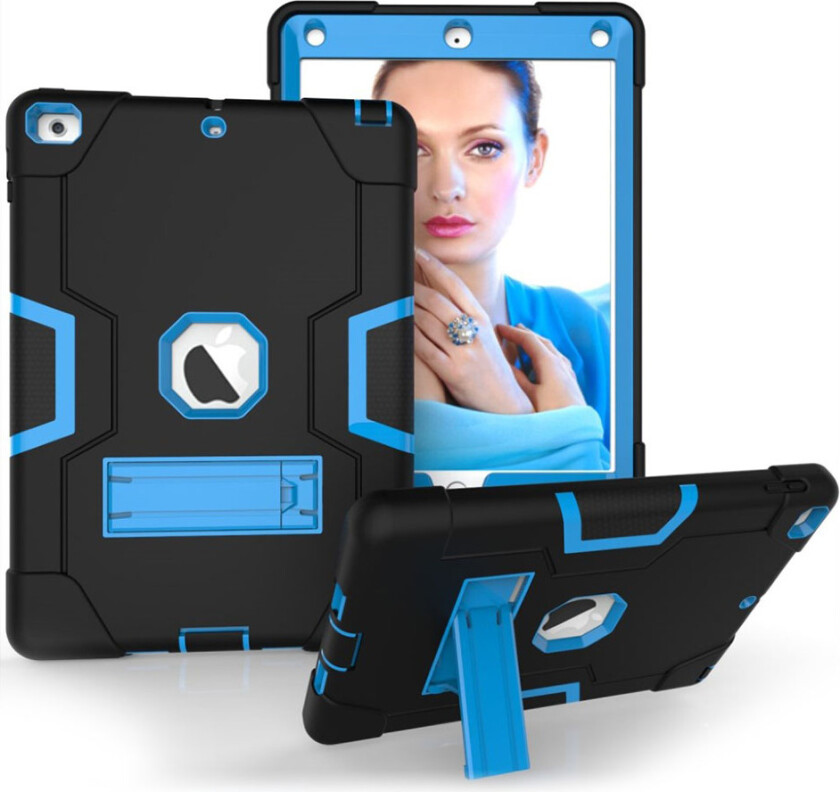 iPad (2017) Deksel laget av plastikk og silikon - Lys blå og svart