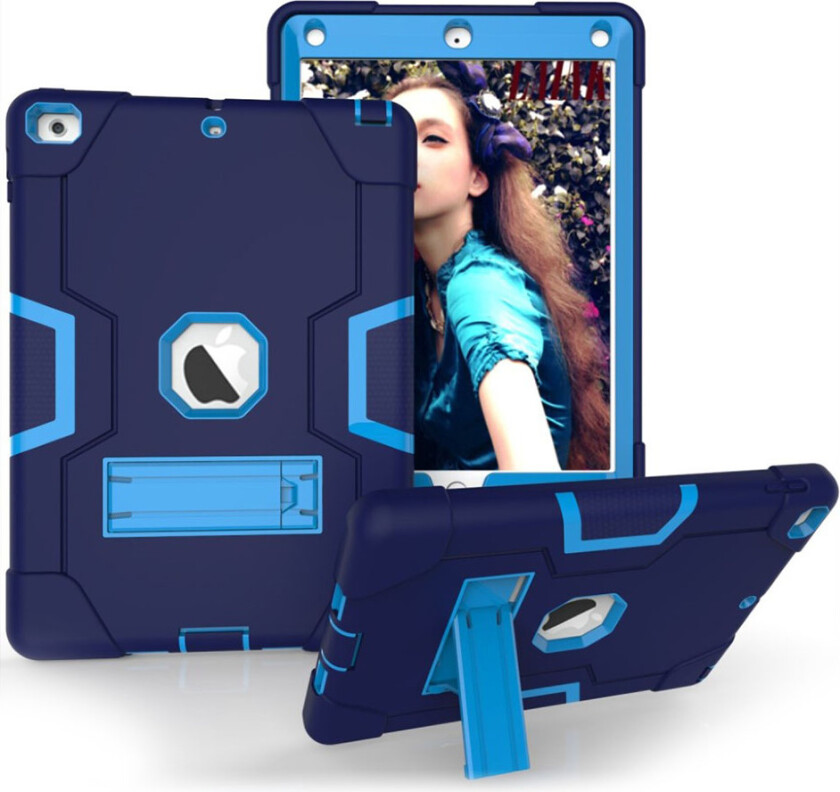 iPad (2017) Deksel laget av plastikk og silikon - Lys og mørk blå