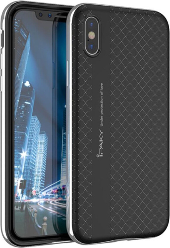 IPAKY iPhone X Deksel laget av plastikk og silikon - Sølv