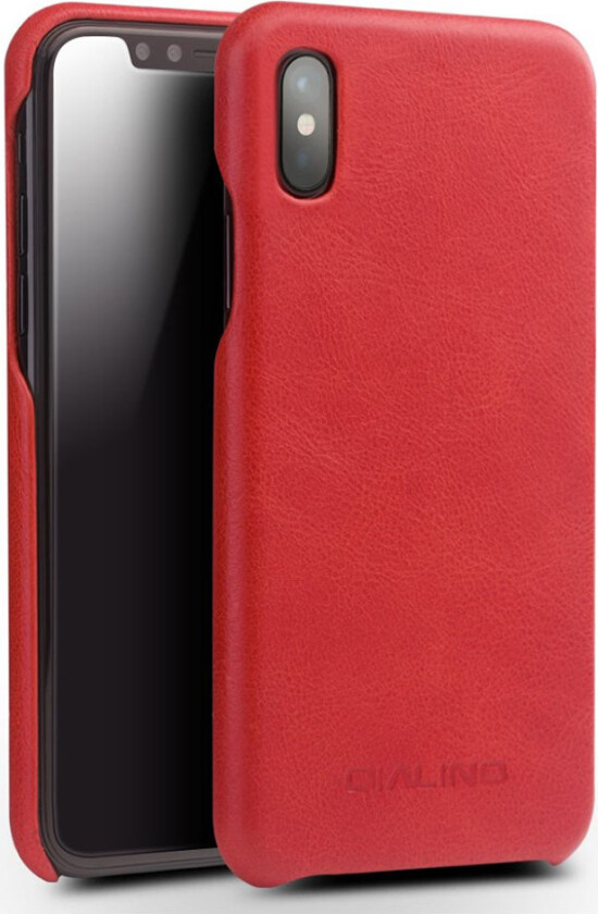 QIALINO iPhone X Deksel laget av ekte lær og plastikk - Rød