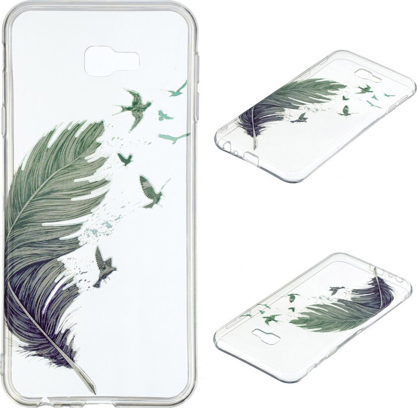 Galaxy J4 Plus beskyttelses deksel av TPU med IMD printet mønster - fjær mønster