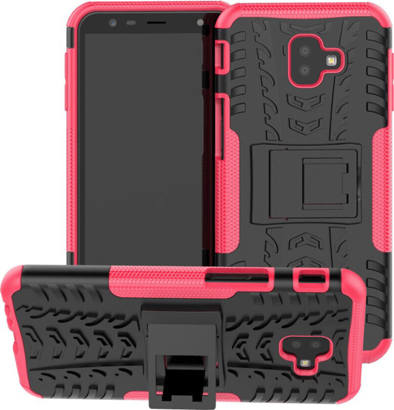 Galaxy J6 Plus beskyttelses deksel av TPU og plastikk med dekk mønster - rose