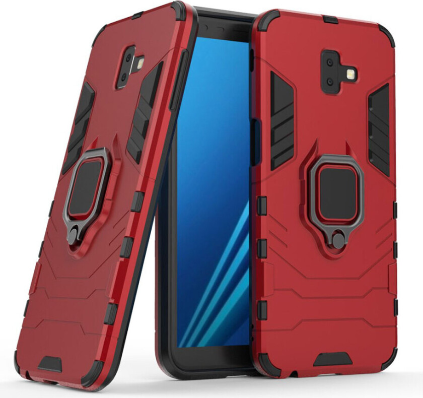 Galaxy J6 Plus beskyttelses deksel av TPU og plastikk - rød