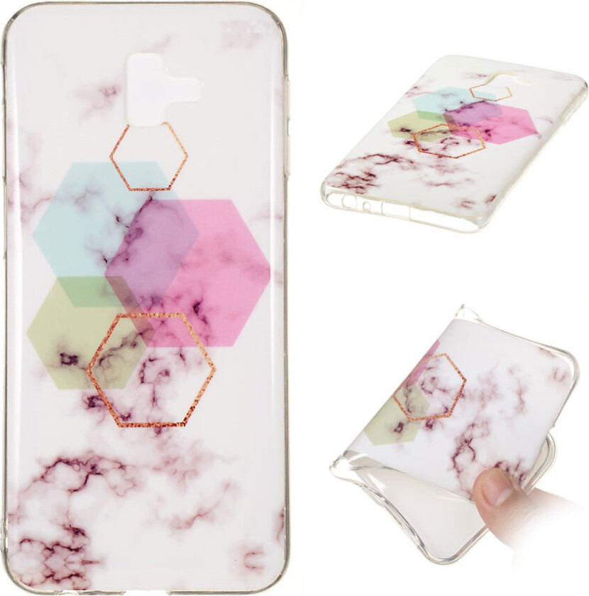 Galaxy J6 Plus beskyttelses deksel av TPU med IMD print i marmor mønster - stil C