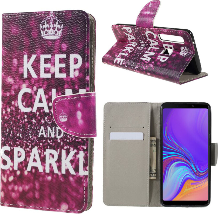 Galaxy A9 beskyttelses deksel av syntetisk skinn med printet mønster og kryss tekstur - hold deg rolig og skinn