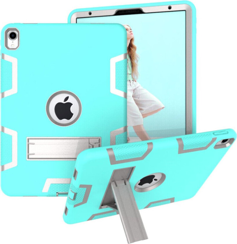 iPad Pro 11 beskyttelses deksel av hybrid materiale med to fargers design - turkis