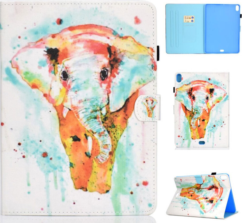 iPad Pro 11 beskyttelses deksel av syntetisk skinn og TPU med printet mønster - elefant