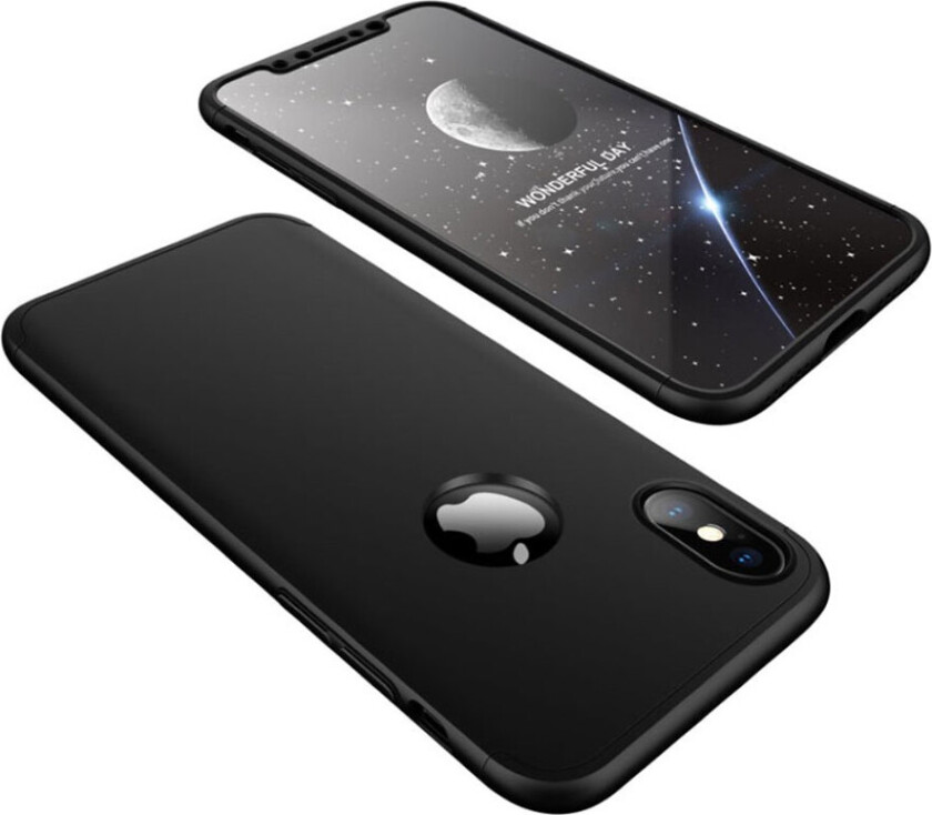 GKK iPhone Xs Max beskyttelses deksel av plastikk i 3 avtabare deler med matt overflate - svart
