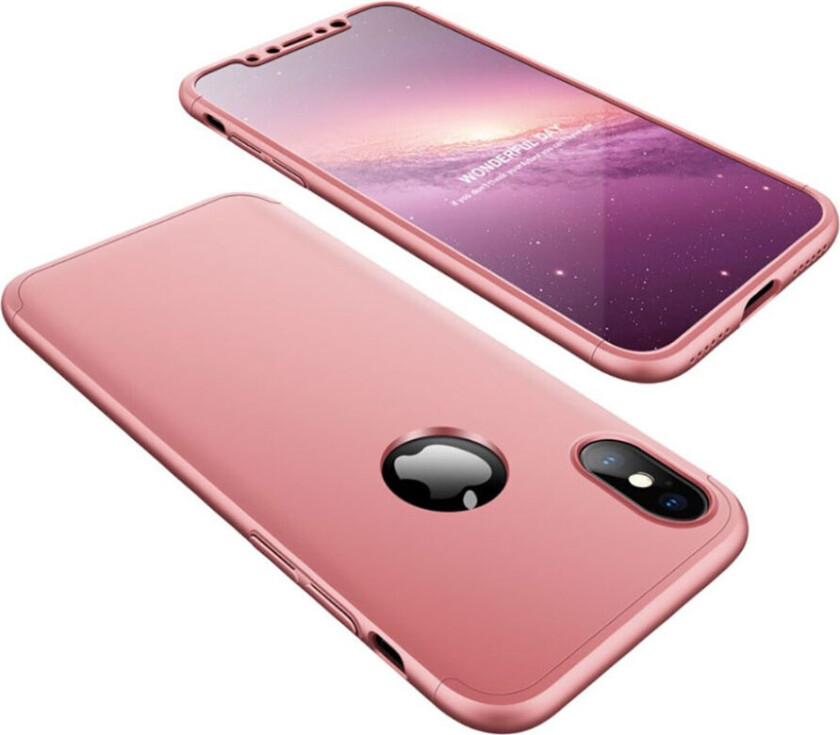 GKK iPhone Xs Max beskyttelses deksel av plastikk i 3 avtabare deler med matt overflate - rose gull