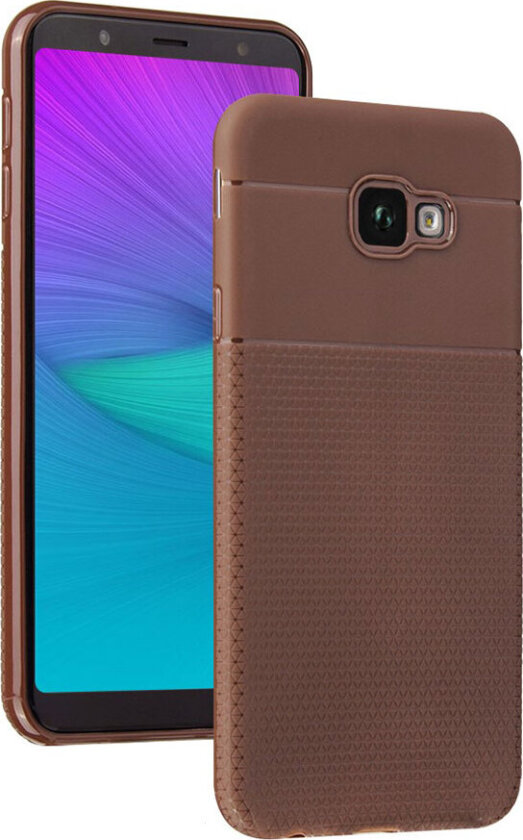 Galaxy J4 Plus beskyttelses deksel av TPU med triangel mønster - brun