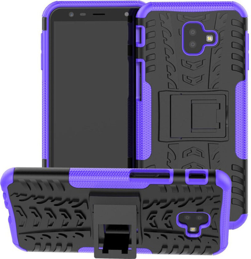 Galaxy J6 Plus beskyttelses deksel av TPU og plastikk med dekk mønster - lilla