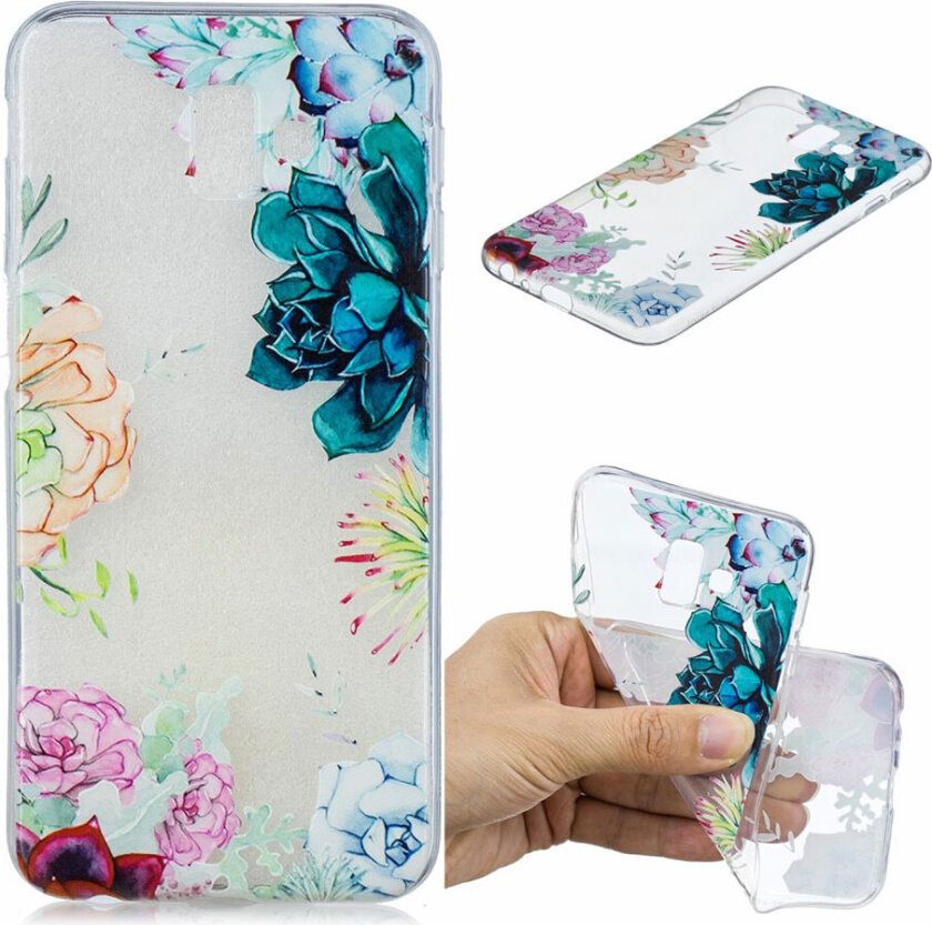 Galaxy J6 Plus beskyttelses deksel av TPU med hevet printet mønster - blomstrende mønster