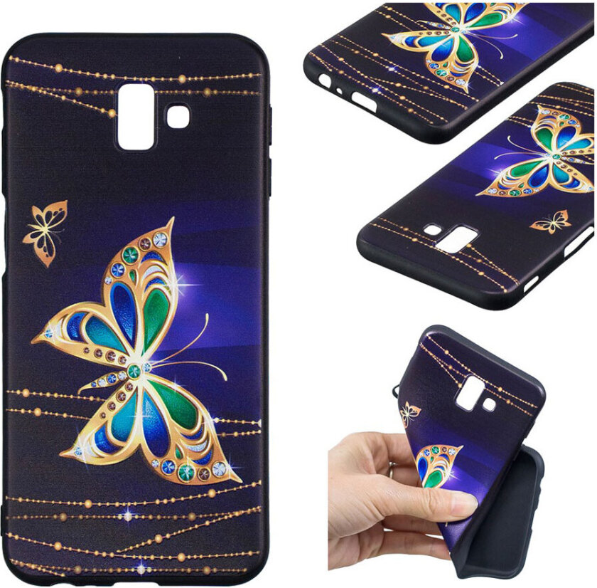 Galaxy J6 Plus beskyttelses deksel av myk TPU med hevet print mønster - fargelagt sommerfugl