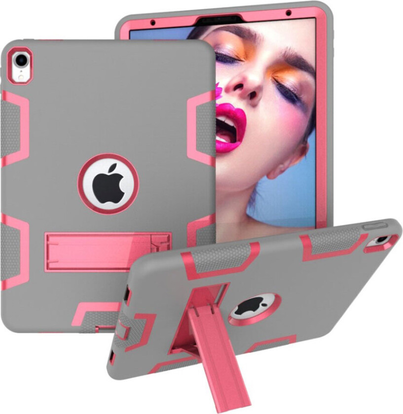 iPad Pro 11 beskyttelses deksel av hybrid materiale med to fargers design - grå og rose