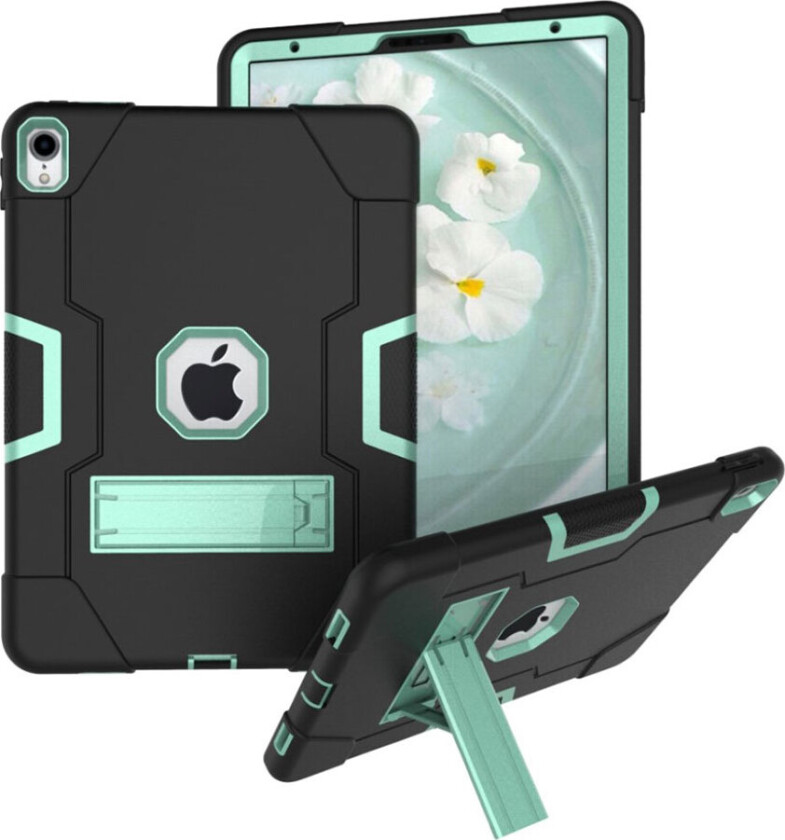 iPad Pro 11 beskyttelses deksel av hybrid materiale med to fargers design - svart og turkis