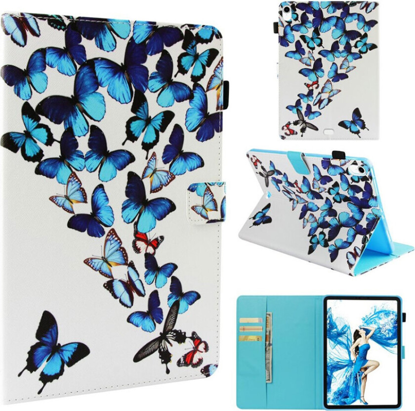 iPad Pro 11 beskyttelses deksel av syntetisk skinn med printet mønster - sommerfugler