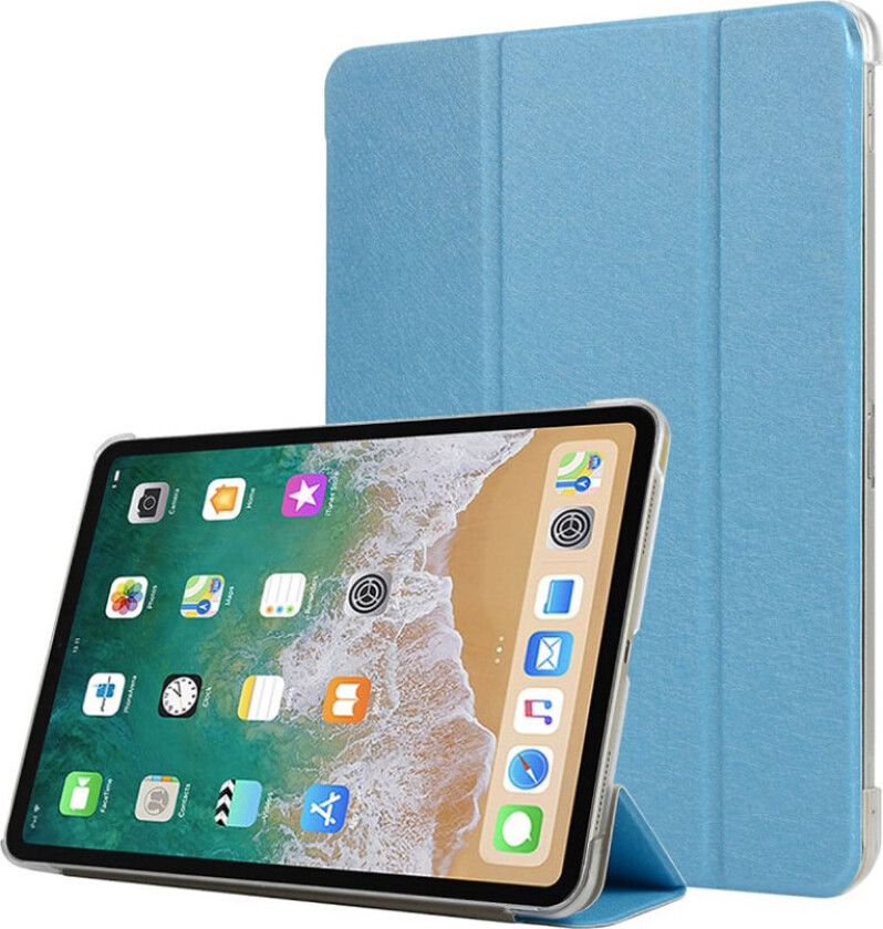 iPad Pro 11 beskyttelses deksel av syntetisk skinn med 3 delsers stativ - baby blå