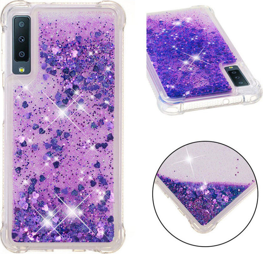 Galaxy A7 beskyttelses deksel av TPU med glitter pulver kvikksand - mørke lilla