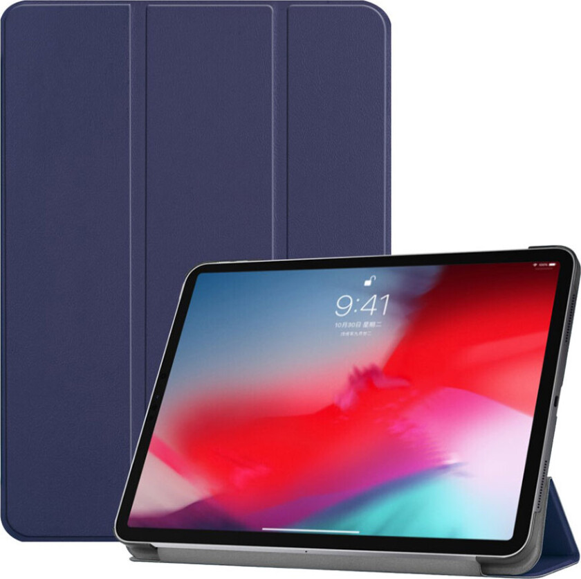 iPad Pro 11 beskyttelses deksel av syntetisk skinn med 3 dels stativ - mørke blå