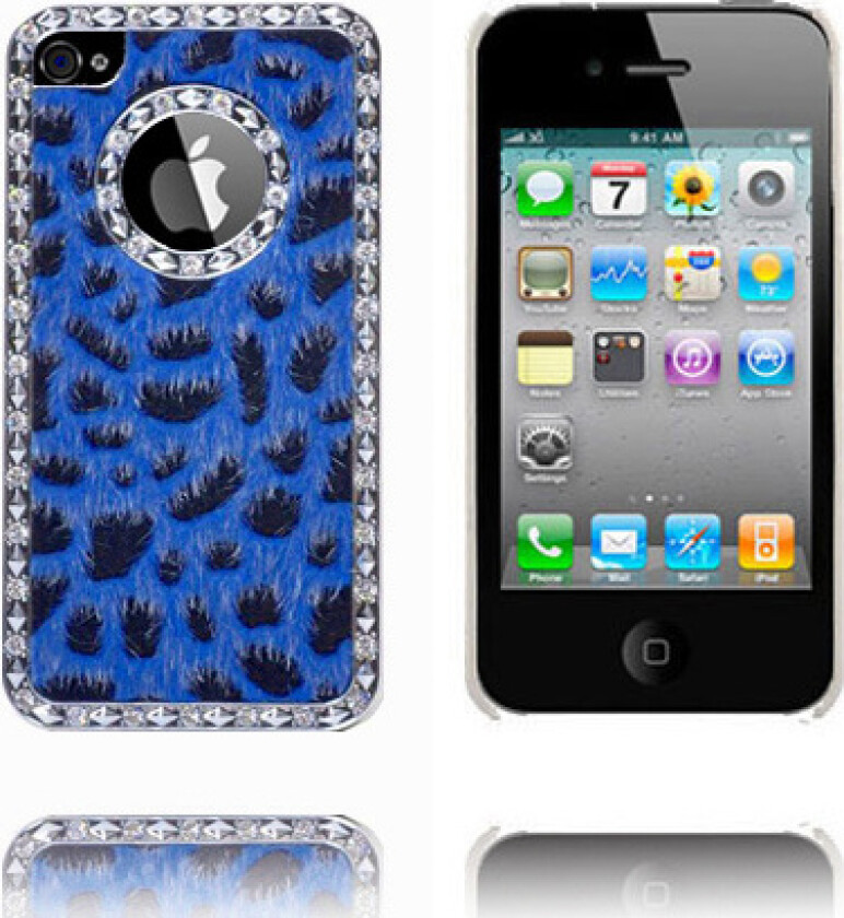 Leopard Bling (Mørk Blå) iPhone 4S Deksel