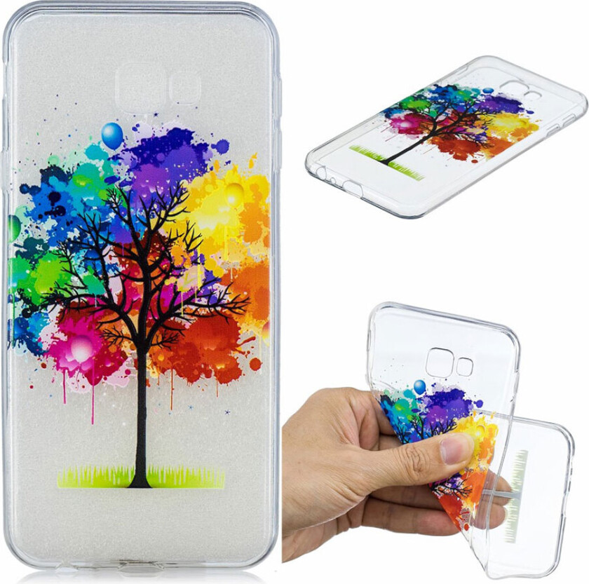 Galaxy J4 Plus beskyttelses deksel av TPU med hevet printet mønster - fargelagt tre