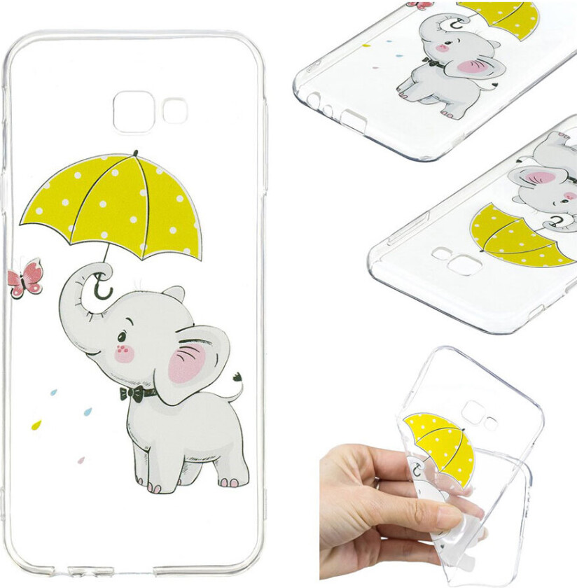 Galaxy J4 Plus beskyttelses deksel av TPU med printet mønster - elefant holder paraply