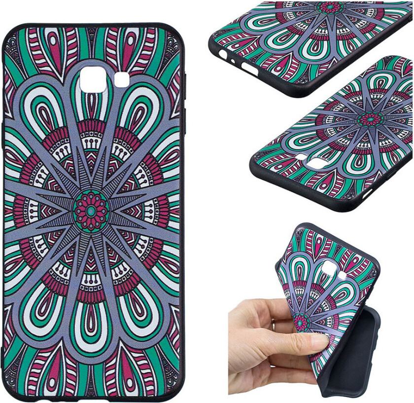 Galaxy J4 Plus beskyttelses deksel av TPU med hevet printet mønster - klassisk stamme mønster