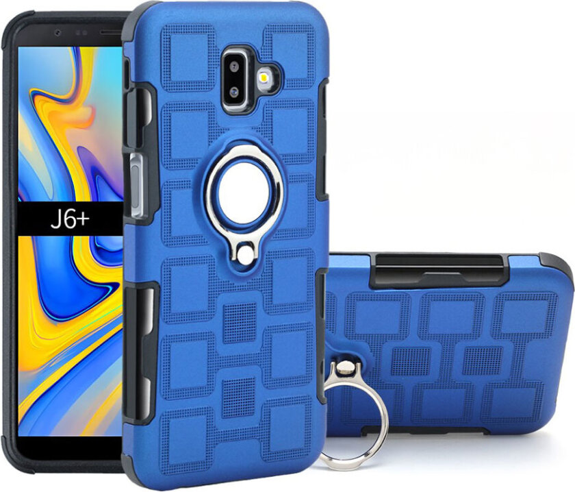 Galaxy J6 Plus beskyttelses deksel av av TPU og plastikk med geometrisk mønster - baby blå
