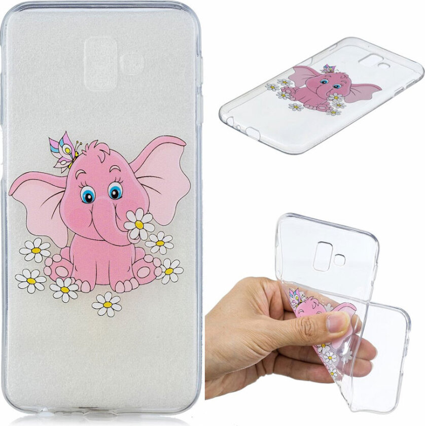 Galaxy J6 Plus beskyttelses deksel av TPU med hevet printet mønster - elefant